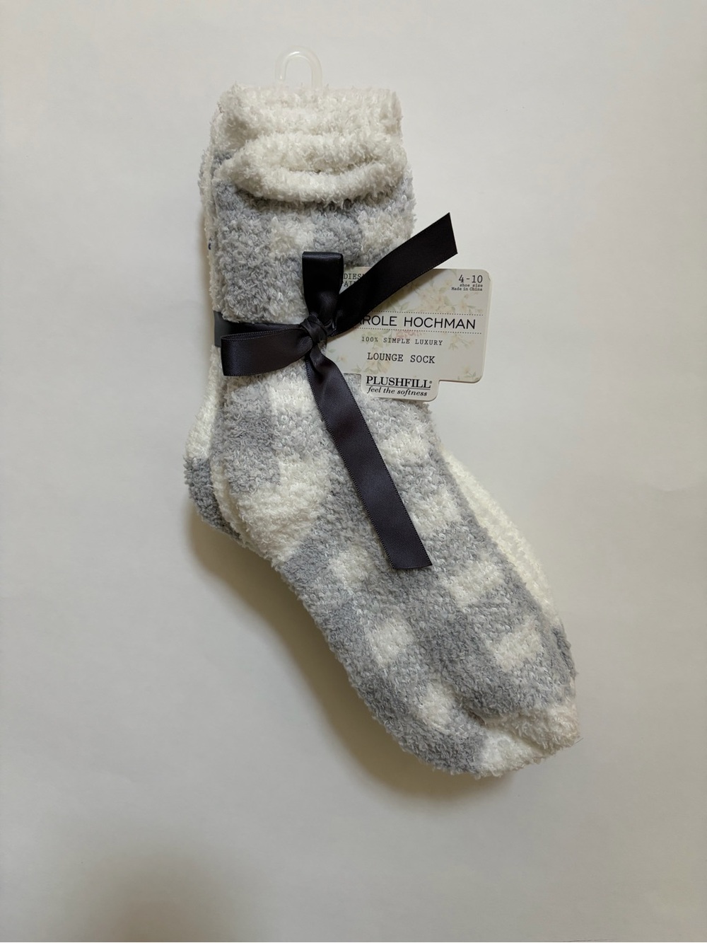Midnight by Carole Hochman Gray & White Plush Lounge Socks